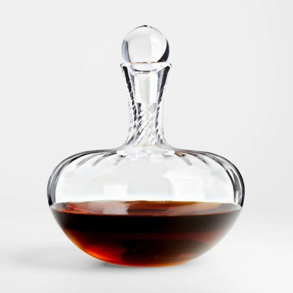 Crate & Barrel Lucia Swirled Glass Decanter, NEW